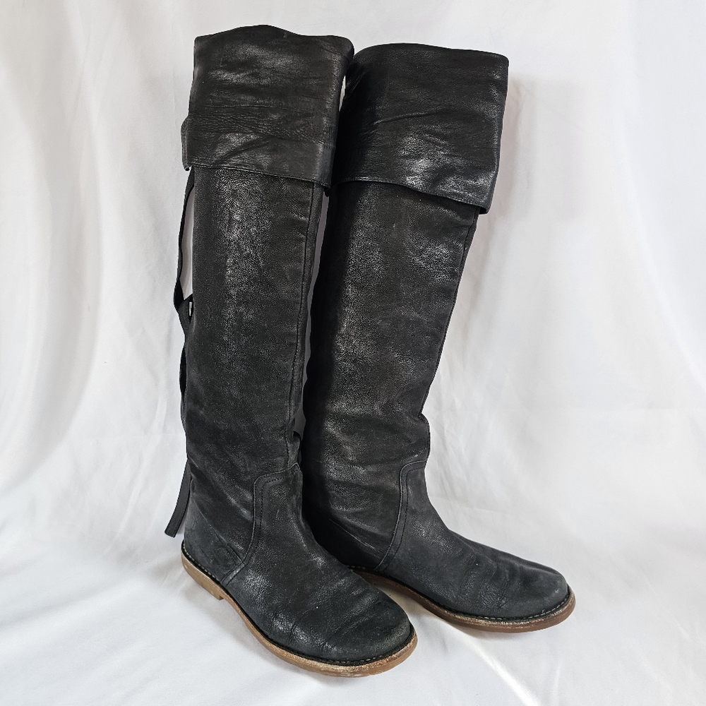 Frye Celia 77865 Women Black Leather Over Knee Boot US 6,5